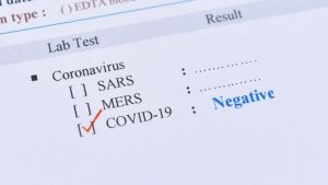 Picture of a negative test result of COVID-19