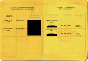 Picture of a Yellow Fever Vaccination Card